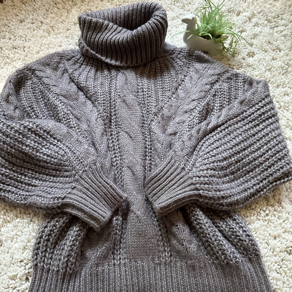 Fate Dark Grey lilac oversized wide sleeve bellsleeve fashion turtleneck… - Picture 3 of 3